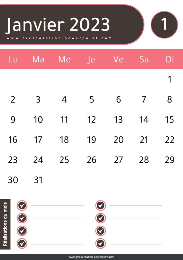 Calendrier Mensuel 2023