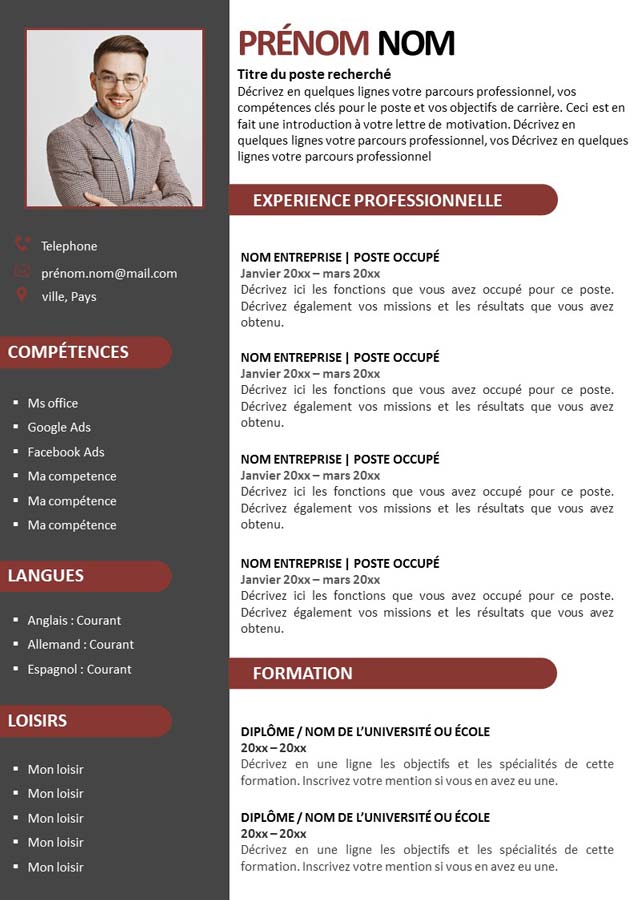 CV Gratuit au format powerpoint