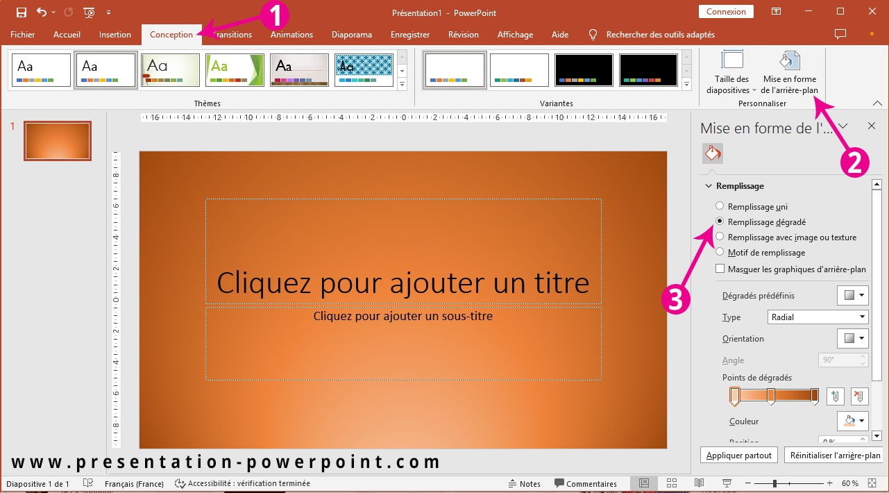 couleur dégradé sur PowerPoint