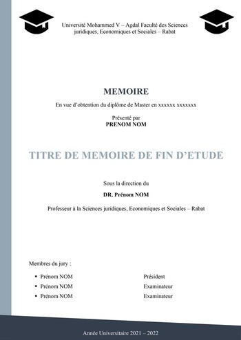 Page de Garde du Mémoire De Master