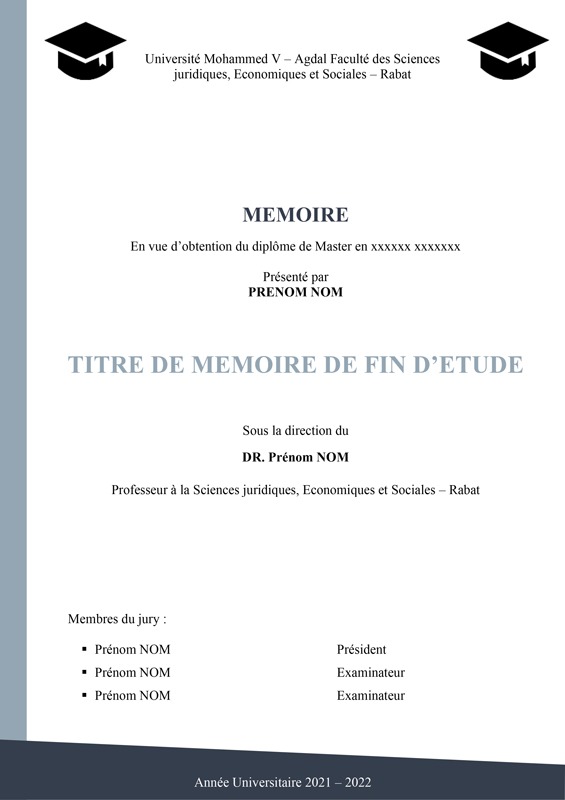 Page de Garde du Mémoire De Master